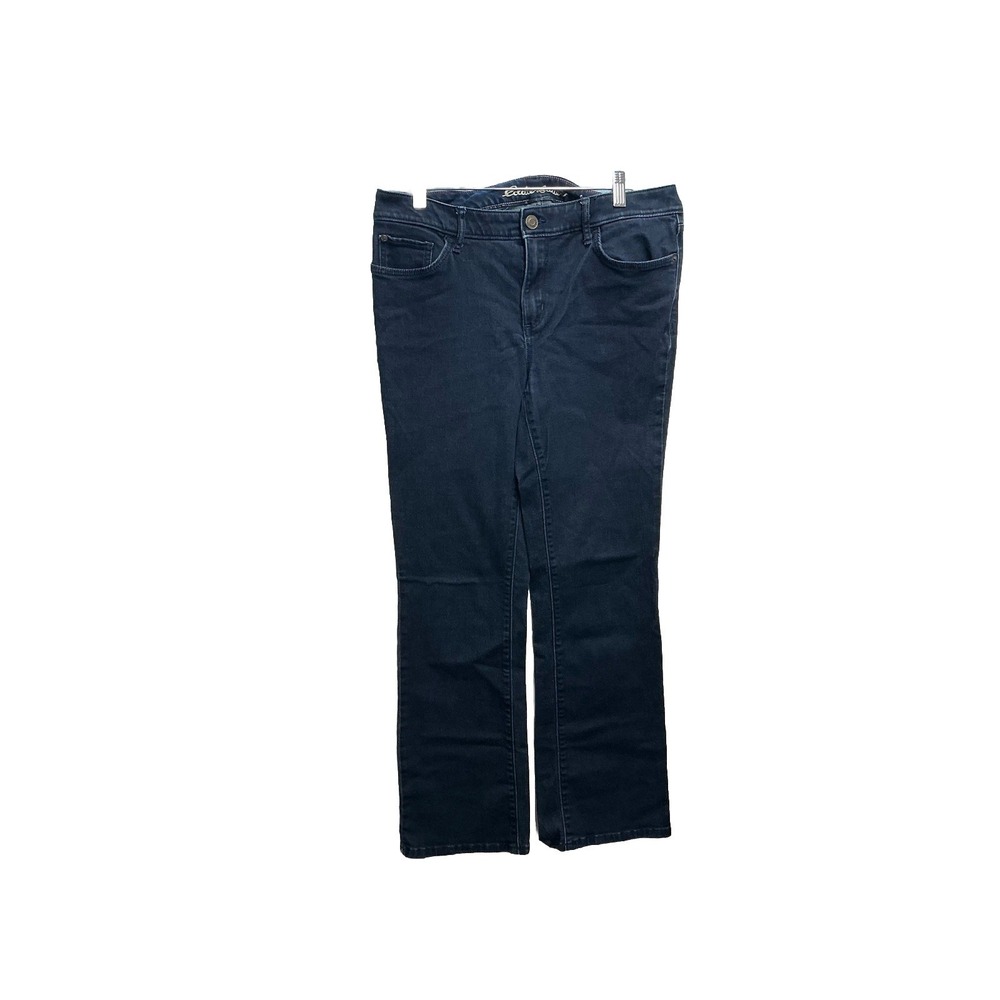 Eddie Bauer Slightly Curvy Bootcut  Denim Blue Jeans Womens Size 12 Dark Wash